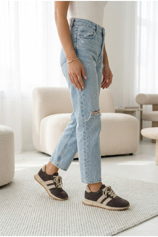 Zapatillas de cuero sintético marrones para mujeres