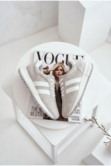 Zapatos deportivos para mujer de ante color gris