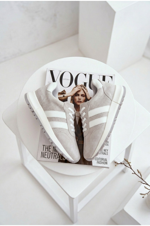 Zapatos deportivos para mujer de ante color gris