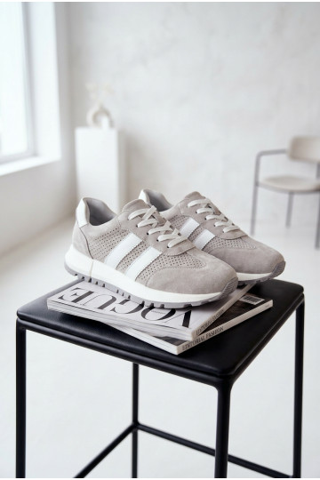 Zapatos deportivos para mujer de ante color gris 2