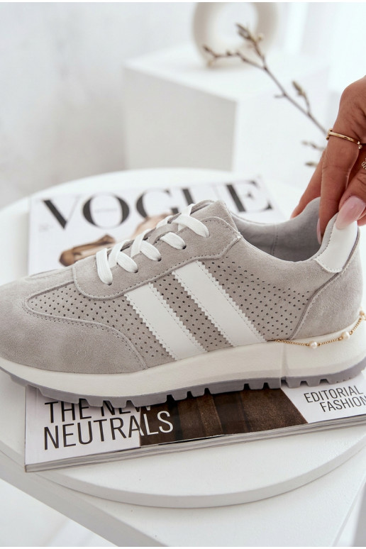 Zapatos deportivos para mujer de ante color gris