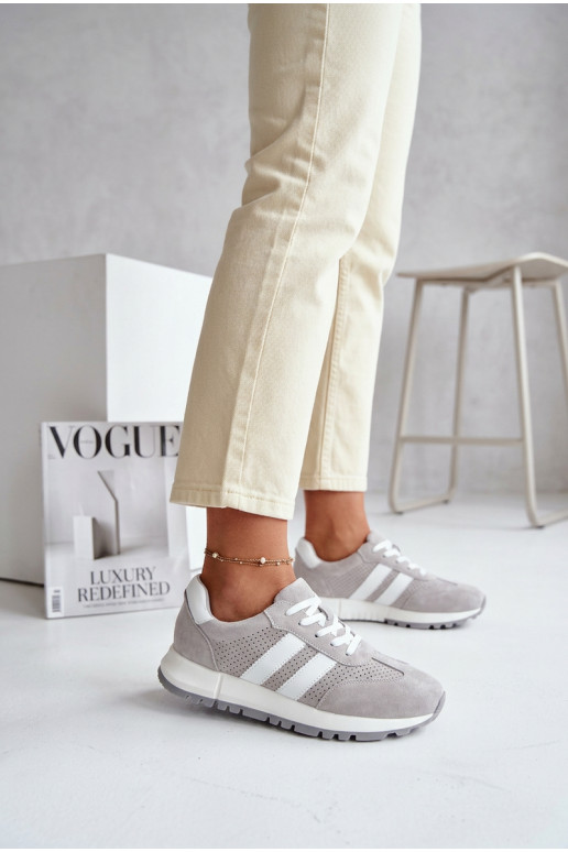 Zapatos deportivos para mujer de ante color gris