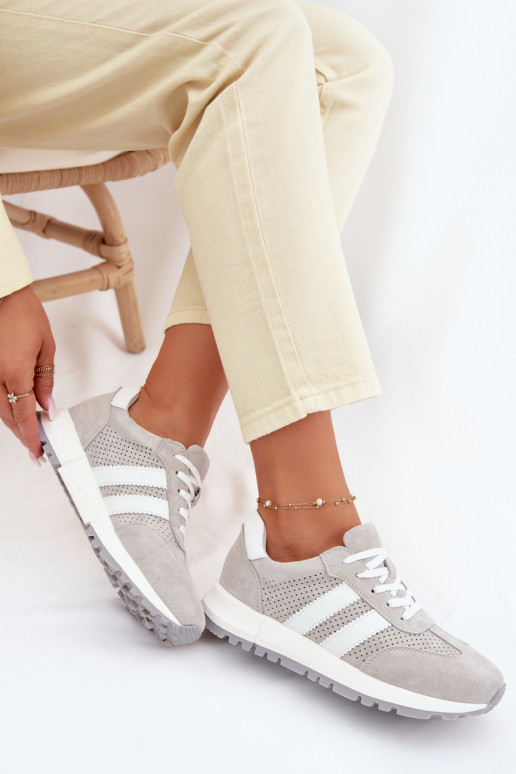 Zapatos deportivos para mujer de ante color gris