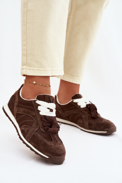 de gamuza Zapatillas modelo zapatos. Femenino Vinceza 86427 CzekoladoAe