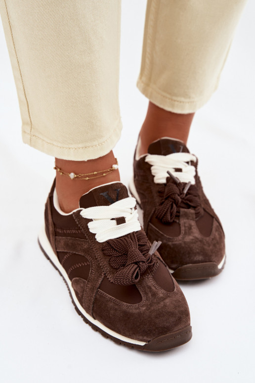 de gamuza Zapatillas modelo zapatos. Femenino Vinceza 86427 CzekoladoAe