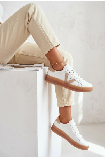 Zapatillas deportivas de piel para mujer con plataforma Vinceza 79597 color blanco 2
