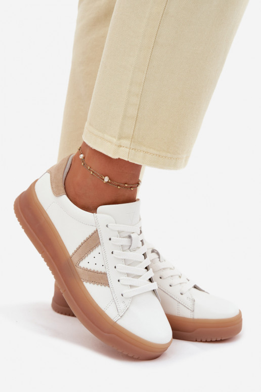 Zapatillas modelo zapatos. FemeninoActivadoturalnej Skóry con una plataforma Vinceza 79597 el color blanco