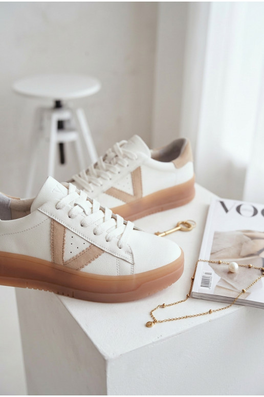 Zapatillas modelo zapatos. FemeninoActivadoturalnej Skóry con una plataforma Vinceza 79597 el color blanco