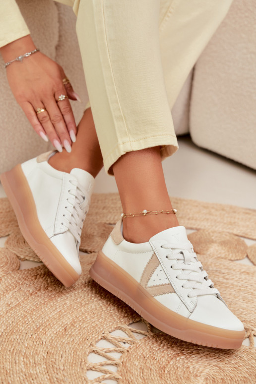 Zapatillas modelo zapatos. FemeninoActivadoturalnej Skóry con una plataforma Vinceza 79597 el color blanco