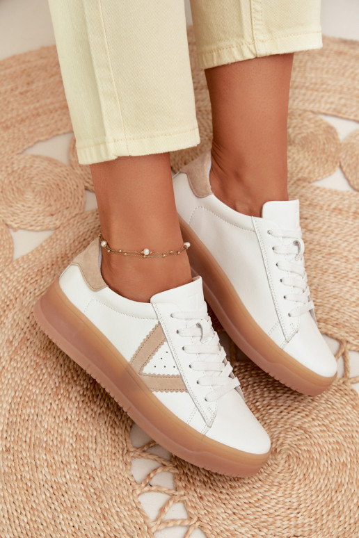 Zapatillas modelo zapatos. FemeninoActivadoturalnej Skóry con una plataforma Vinceza 79597 el color blanco