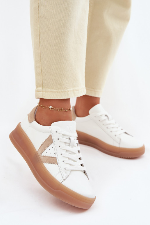 Zapatillas modelo zapatos. FemeninoActivadoturalnej Skóry con una plataforma Vinceza 79597 el color blanco