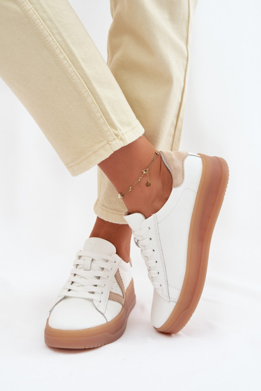 Zapatillas modelo zapatos. FemeninoActivadoturalnej Skóry con una plataforma Vinceza 79597 el color blanco