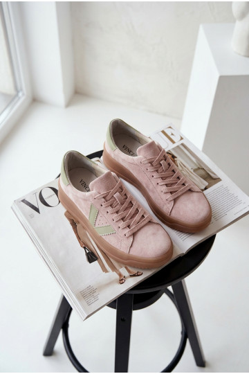 Zapatos deportivos de ante natural con plataforma Vinceza 79597 color rosa