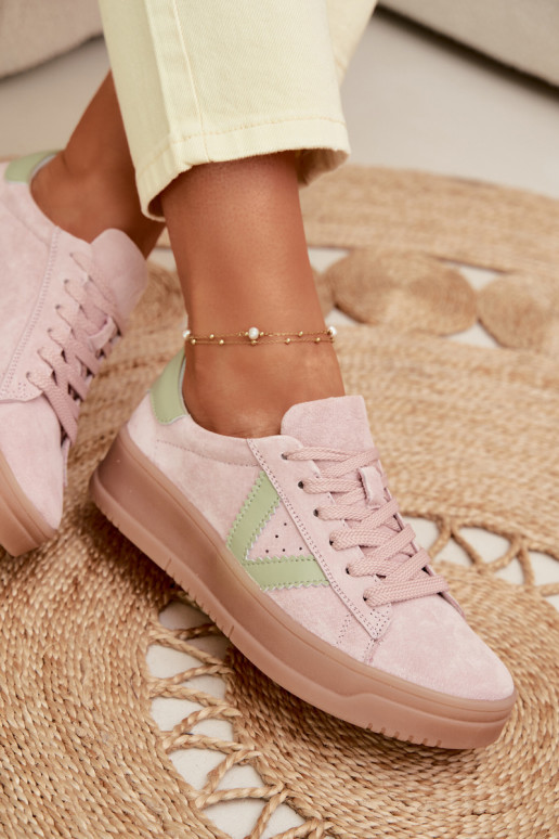 Zapatos deportivos de ante natural con plataforma Vinceza 79597 color rosa