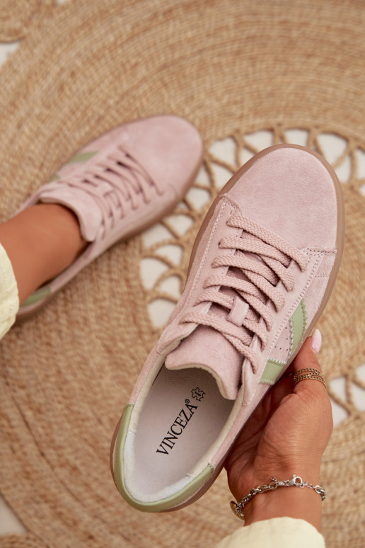 Zapatos deportivos de ante natural con plataforma Vinceza 79597 color rosa