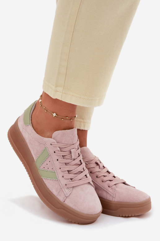 Zapatos deportivos de ante natural con plataforma Vinceza 79597 color rosa