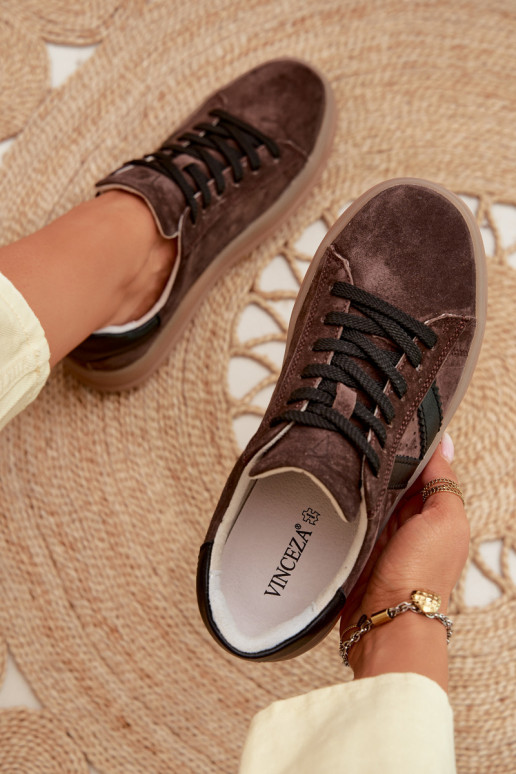 Zapatos deportivos de ante natural con plataforma Vinceza 79597 color marrón