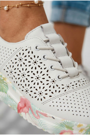 Zapatos de piel para mujer con detalles de perforación Telina color blanco 2