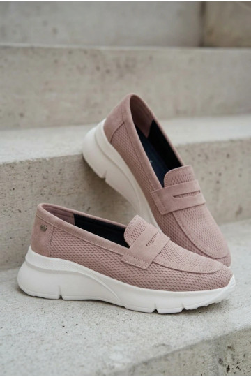 Mocasines de ante natural con plataforma Vinceza 79626 color arena