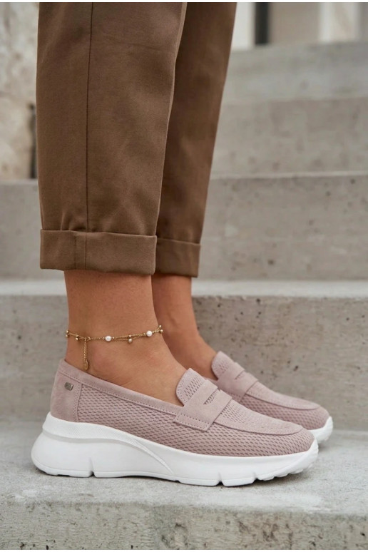 Mocasines de ante natural con plataforma Vinceza 79626 color arena