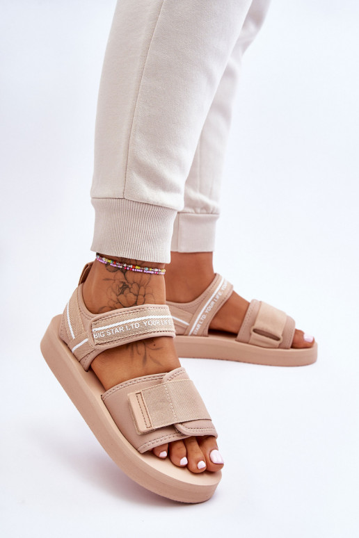 Sandalias de mujer con sujetadores adhesivos Big Star LL274787 beige