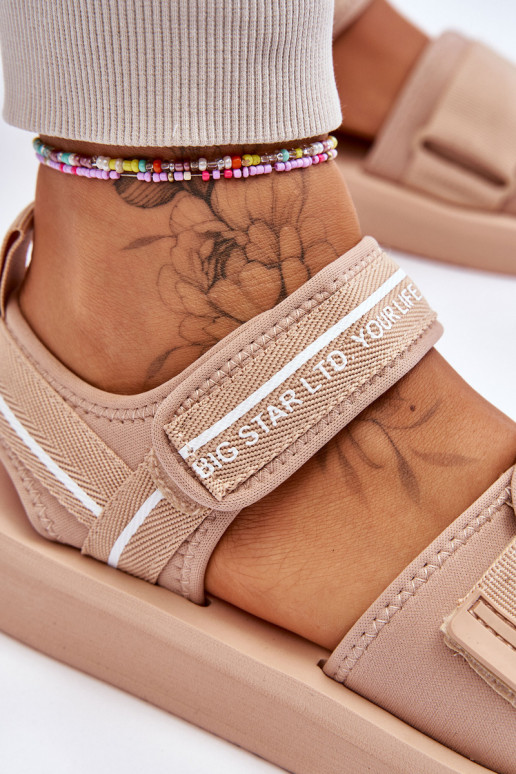 Sandalias de mujer con sujetadores adhesivos Big Star LL274787 beige