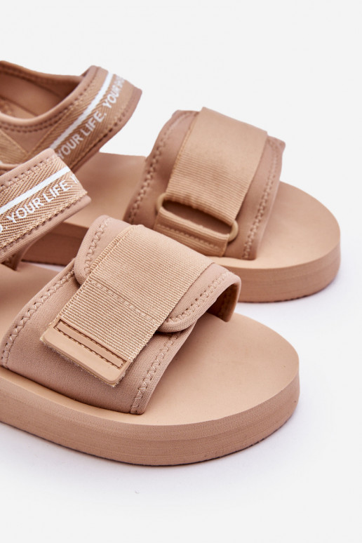 Sandalias de mujer con sujetadores adhesivos Big Star LL274787 beige
