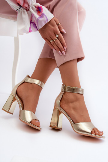 Sandalias de tacón elegantes para mujer color dorado Rosazara 2
