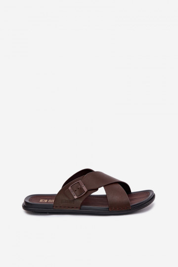 Zapatillas de hombre de cuero con hebillas Big Star RR174077 color marrón 2
