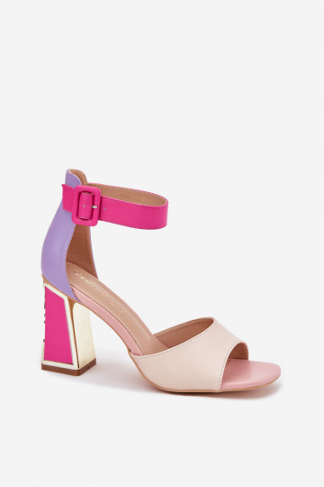 Sandalias de tacón elegantes para mujer color arena-rosa Rosazara 2