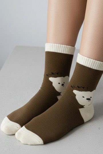 Calcetines marrones con oso Sella 2