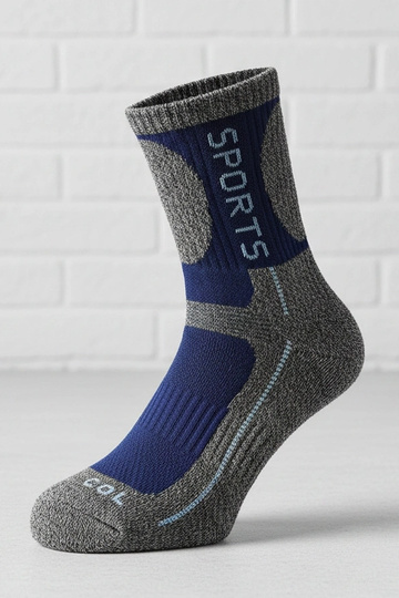 Calcetines grises cálidos con acento azul oscuro Siera