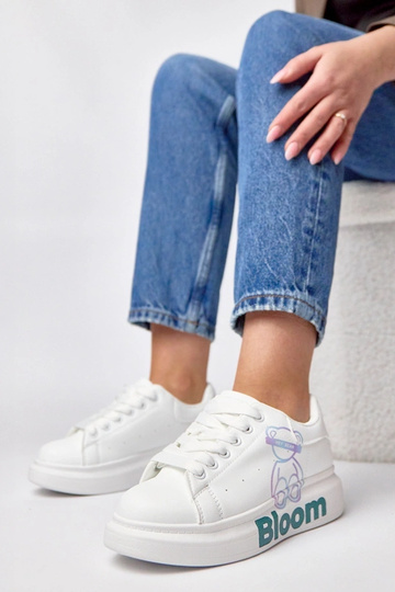 Zapatillas deportivas blancas con plataforma y osito Margot