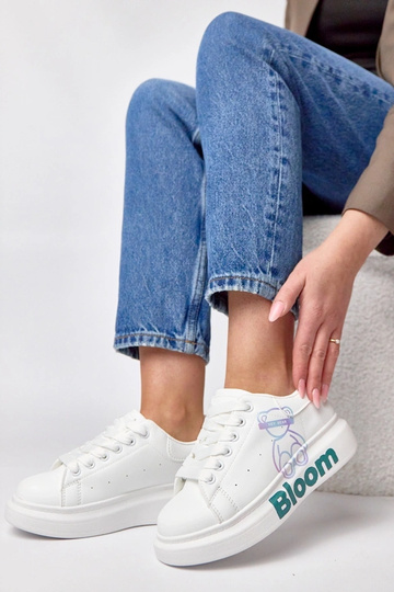 Zapatillas deportivas blancas con plataforma y osito Margot 2