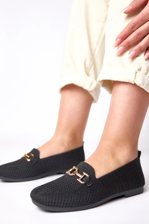 Mocasines negros de tela con...