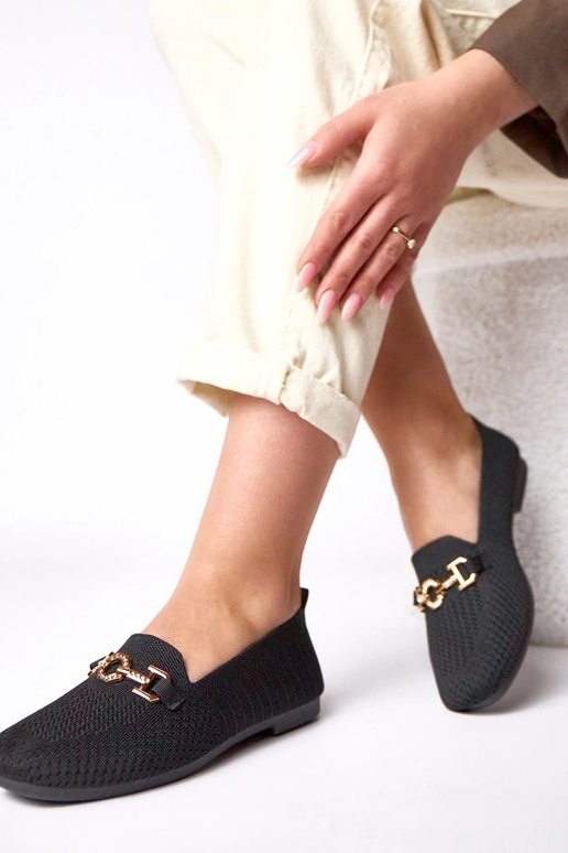 Mocasines negros de tela con...