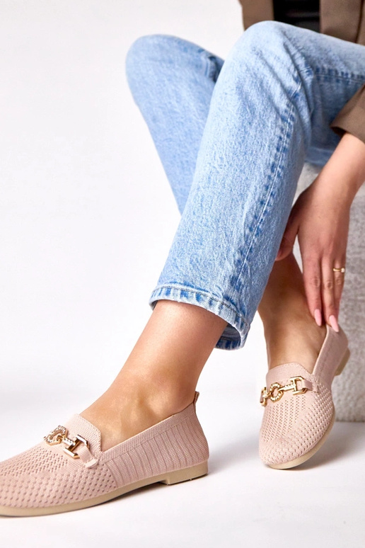 Mocasines rosa de tela con decoración...