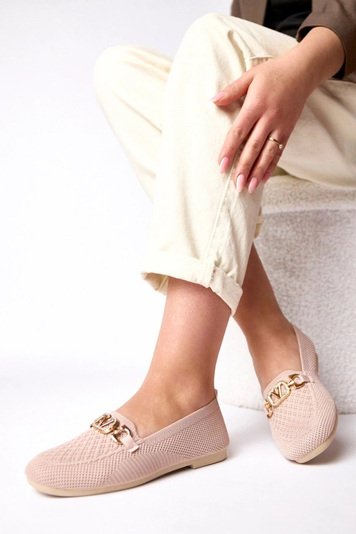 Mocasines rosa de tela con decoración...