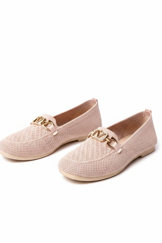 Mocasines rosa de tela con decoración...