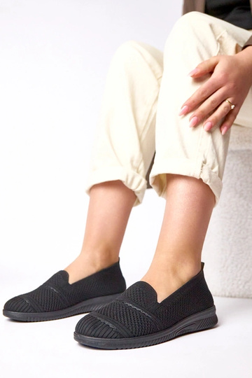Zapatillas de tenis de tela negras sin cordones Noémie