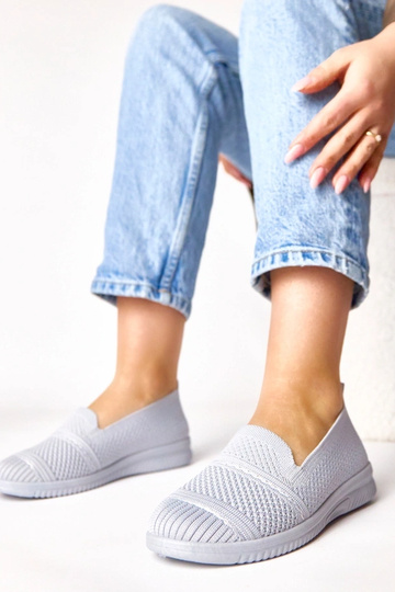 Zapatillas de tenis de tela grises sin cordones Noémie