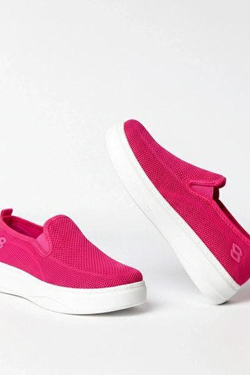 Zapatillas deportivas de tela rosas con plataforma Céleste