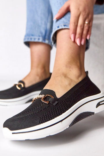 Zapatillas deportivas de tela negras con circonitas Gisele