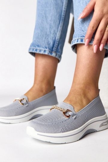 Zapatillas deportivas de tela grises con circonitas Gisele