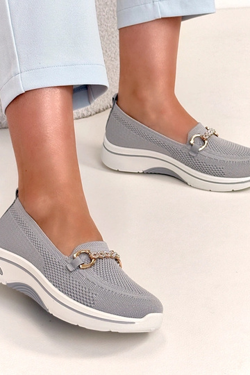 Zapatillas deportivas de tela grises con circonitas Gisele 2