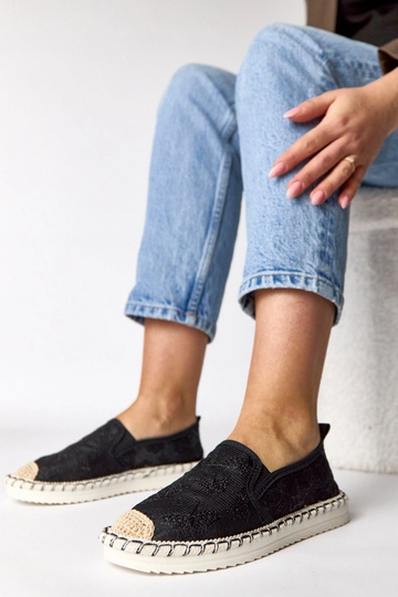 Espadrilles negras decoradas con purpurina Lucie