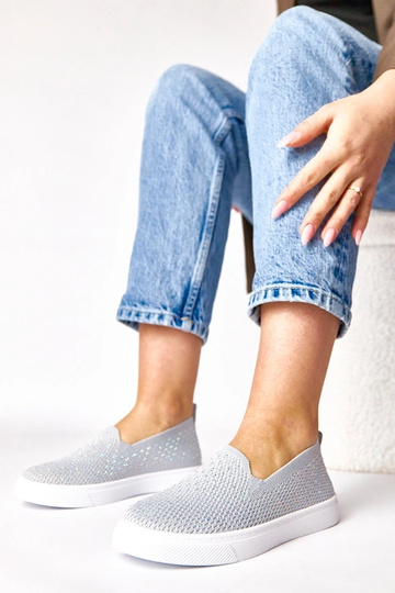 Zapatillas deportivas de tela grises con circonitas Gabrielle