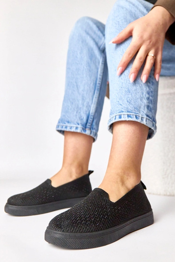 Zapatillas deportivas de tela negras con circonitas Gabrielle