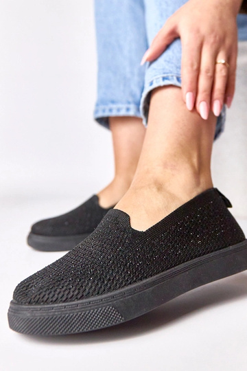 Zapatillas deportivas de tela negras con circonitas Gabrielle 2