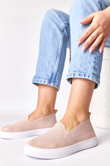 Zapatillas deportivas de tela rosas con circonitas Gabrielle